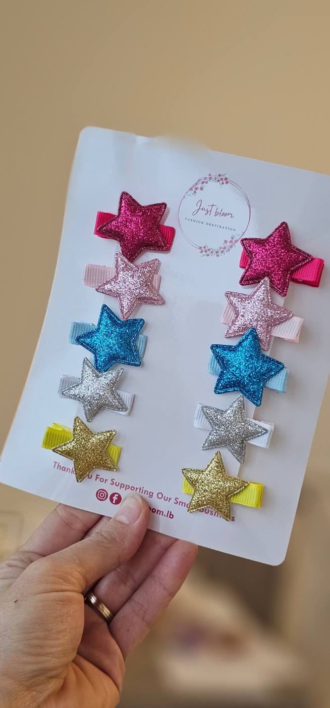 10pcs Colorful Glittery Star Mini Hair Clip set