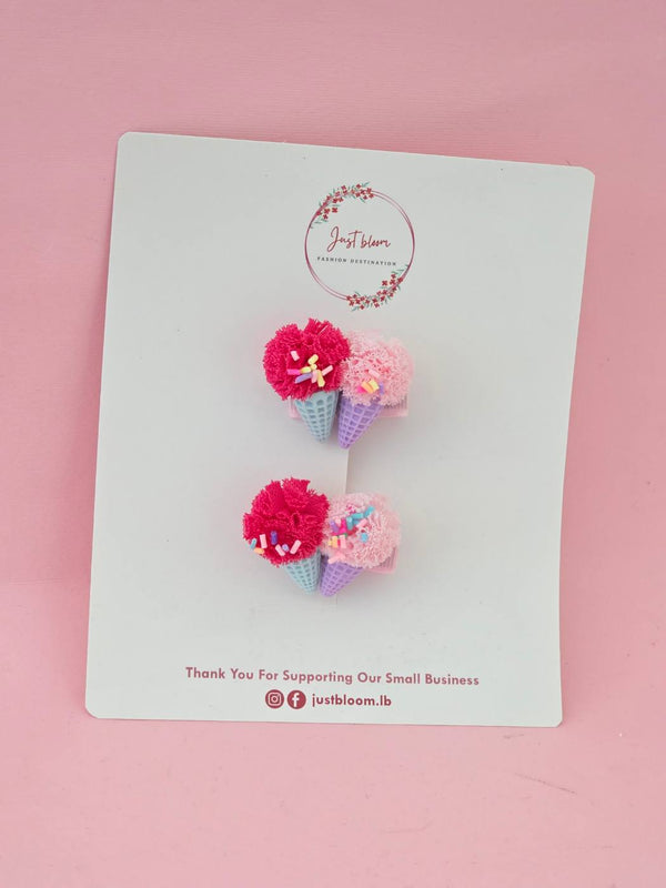 2pcs Double Ice-cream Cone Hairclip