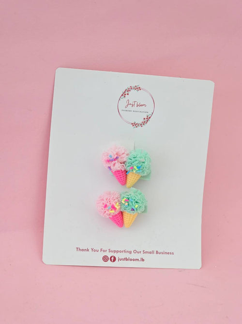 2pcs Double Ice-cream Cone Hairclip