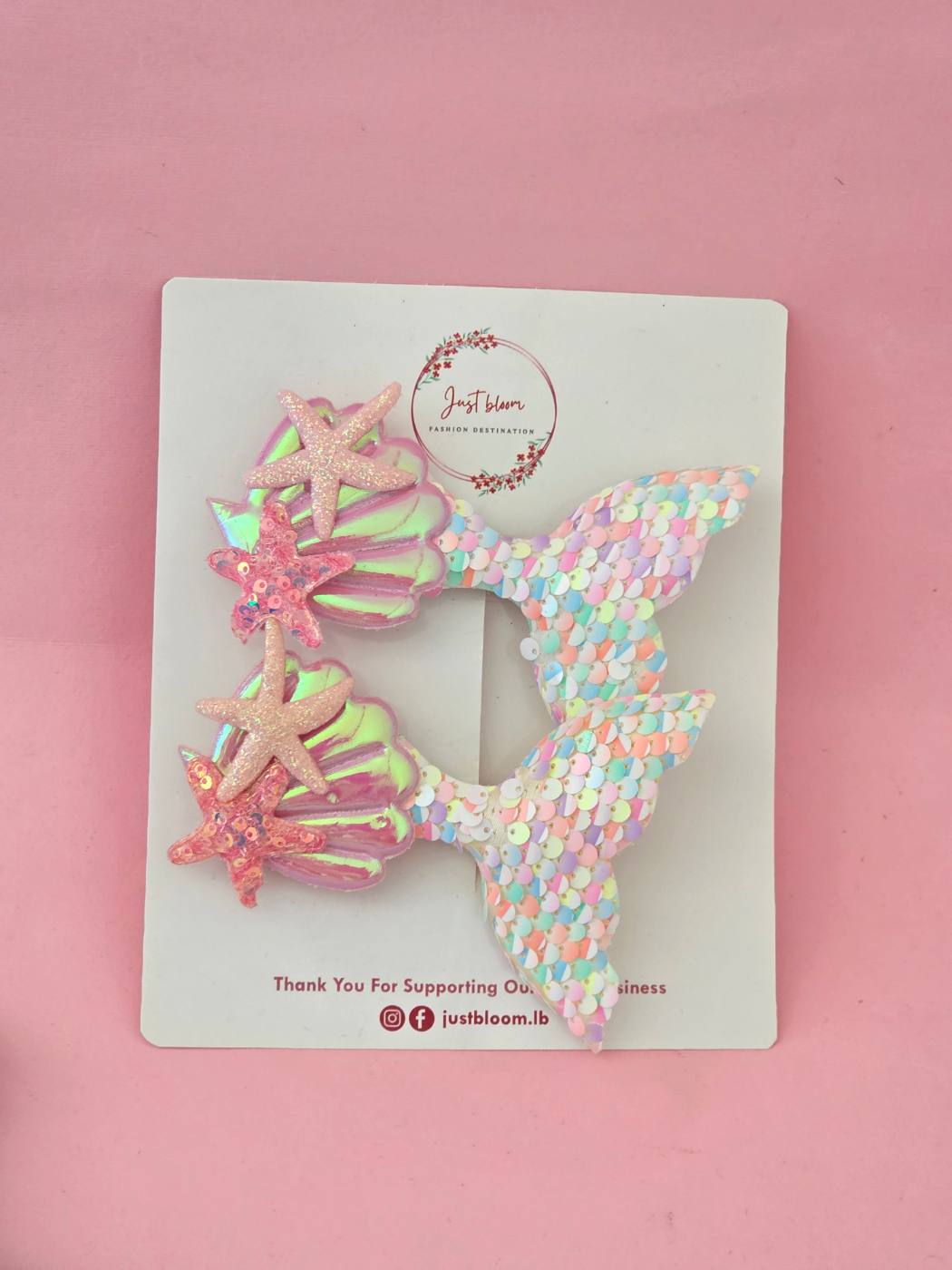 2pcs Shiny Seashee/Mermaid Tail Hair Clip