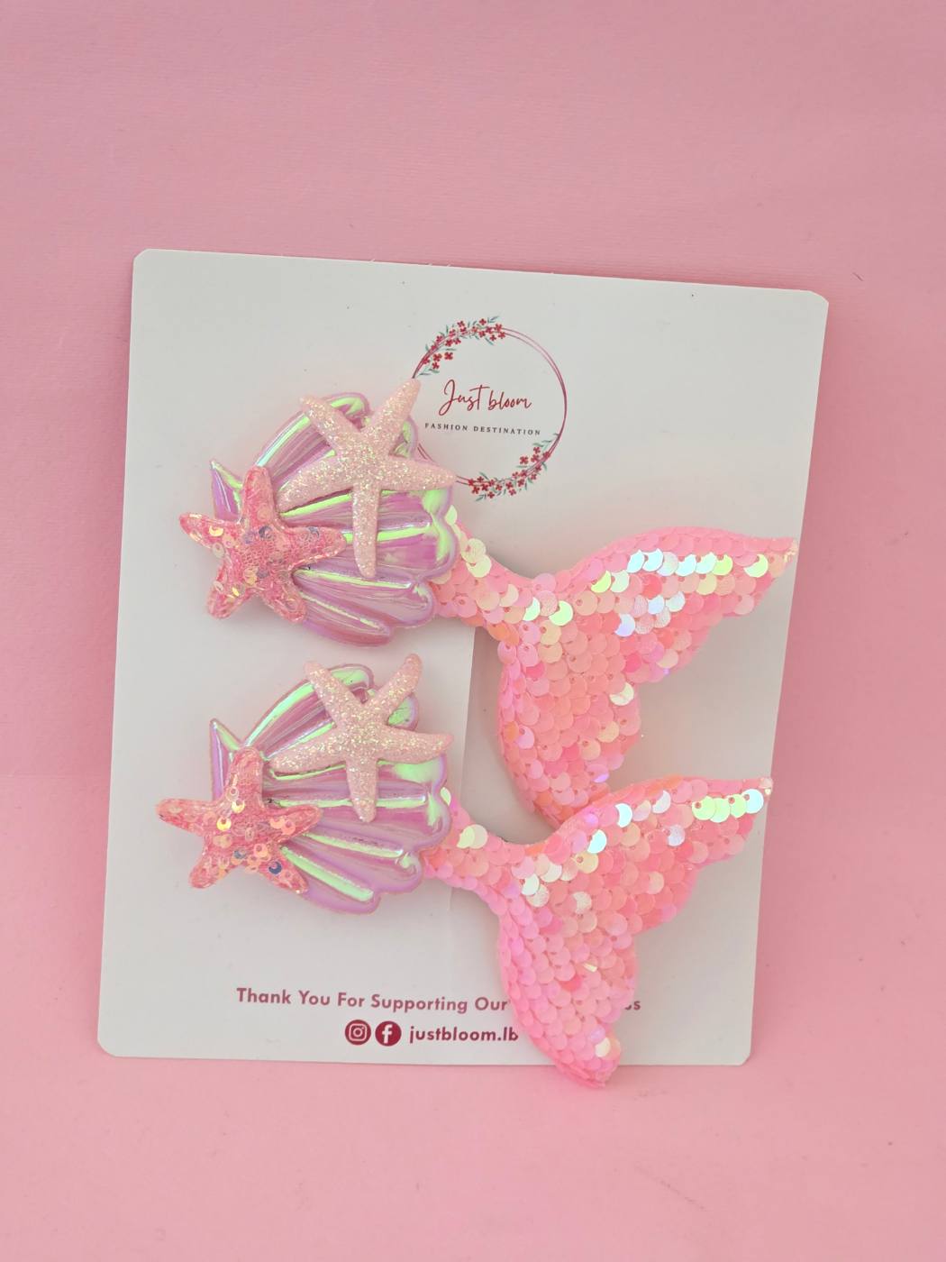 2pcs Shiny Seashee/Mermaid Tail Hair Clip