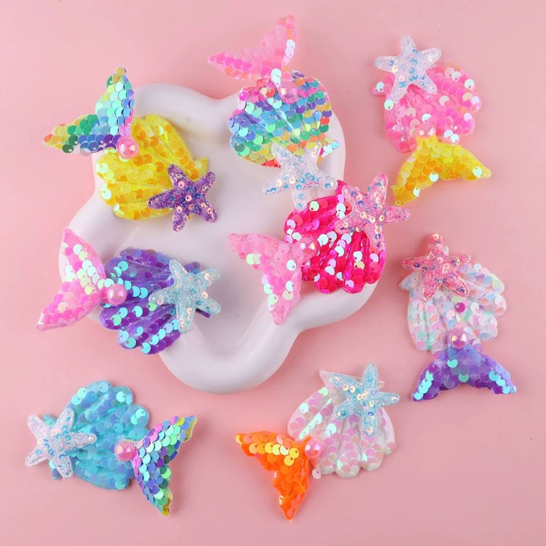 2pcs Shiny Mini Seashell/Mermaid Tail Hair clip