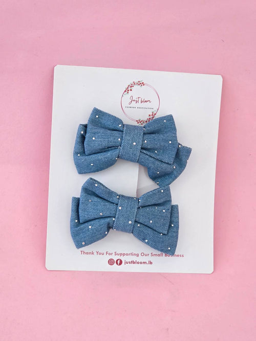 2pcs Denim Bow Hair Clip