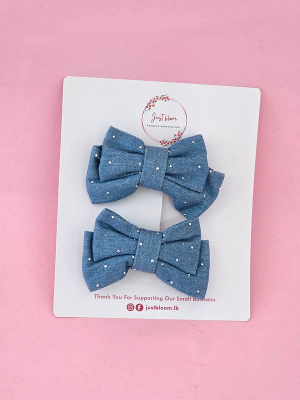 2pcs Denim Bow Hair Clip