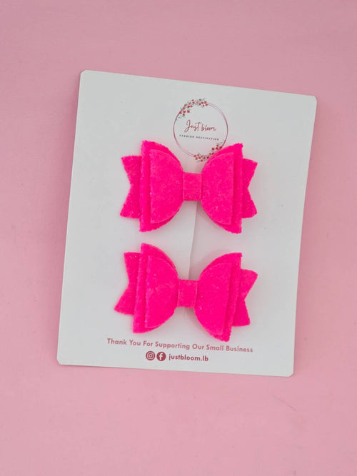 2pc Fushia Bow Hair Clip