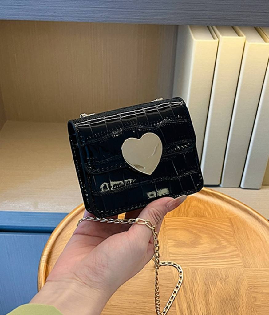 1PC PU Leather Black Small Sized Cross Bag