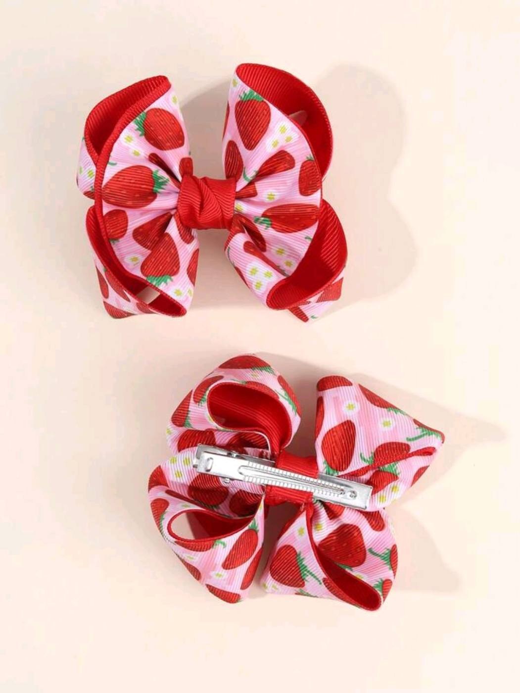 2pcs Big Bow Strawberry Hair clip
