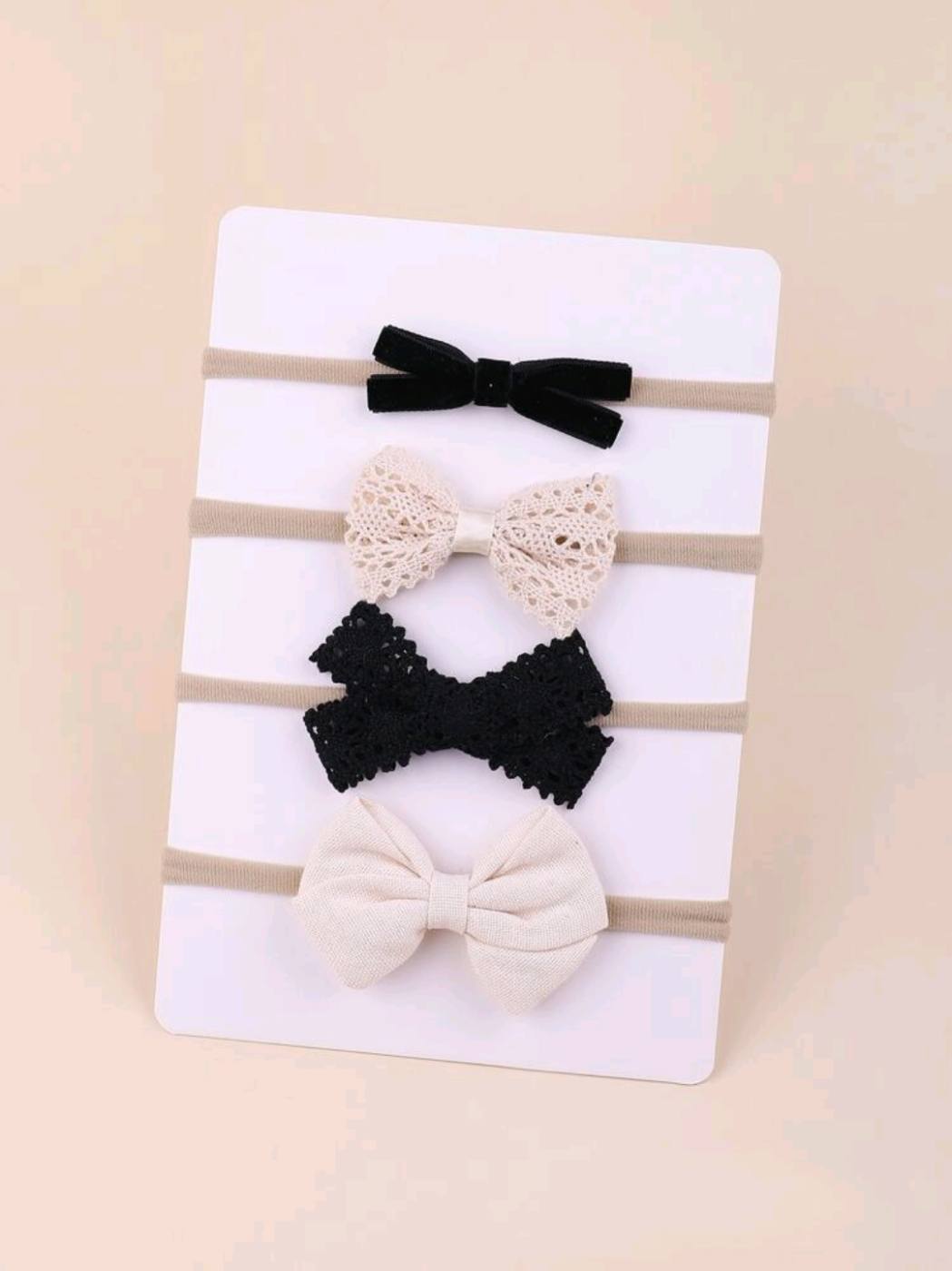 4pcs Black and Offwhite Baby Headband set
