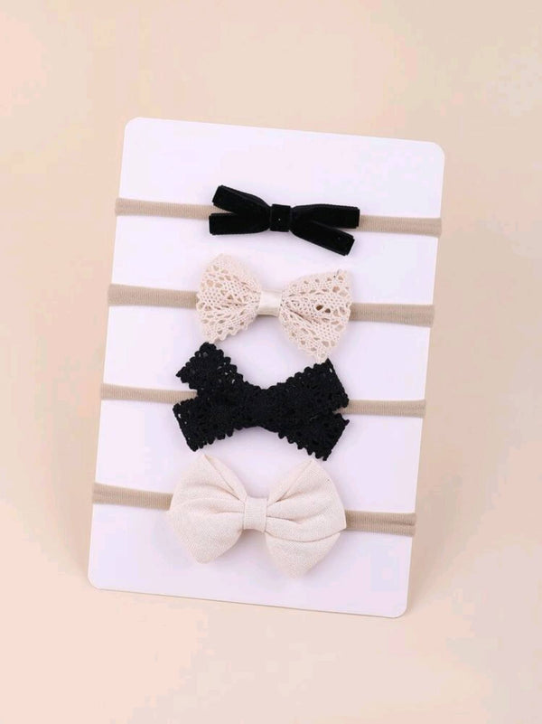 4pcs Black and Offwhite Baby Headband set