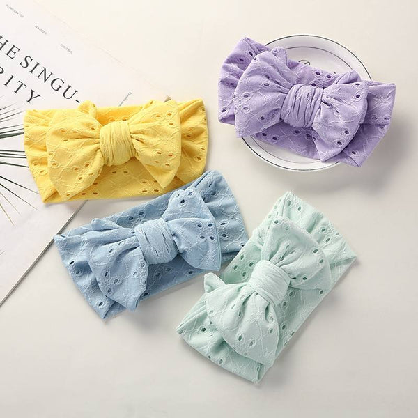 Embroidered Big Bow Baby Headband