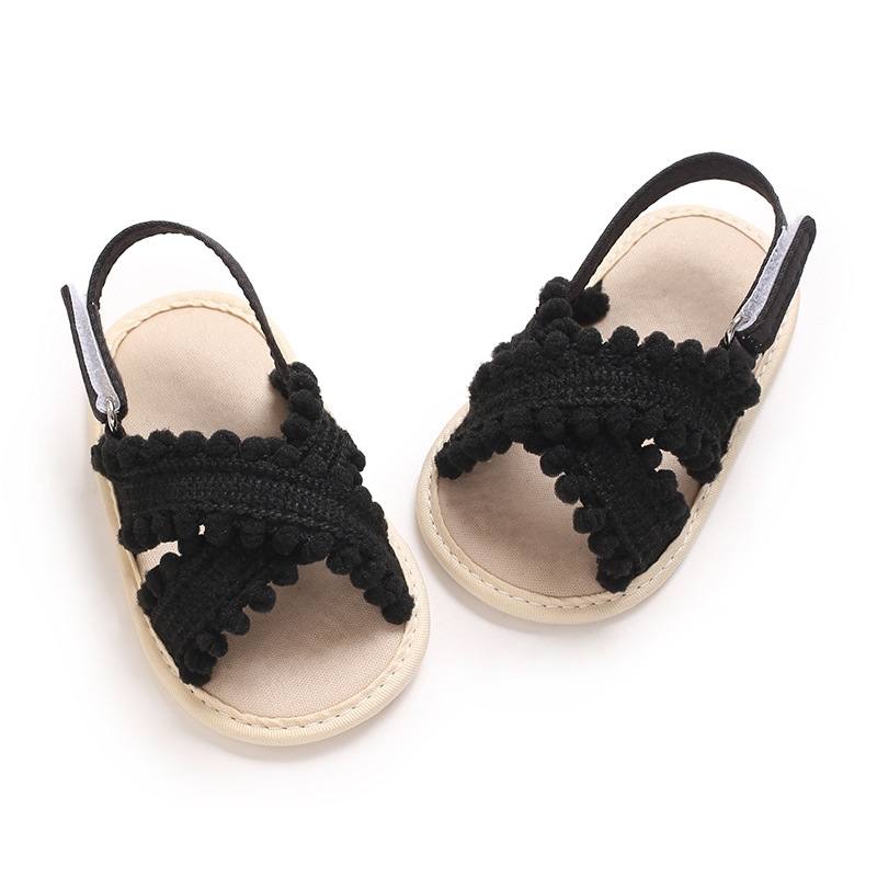 Midnight Pom-Pom Sandals