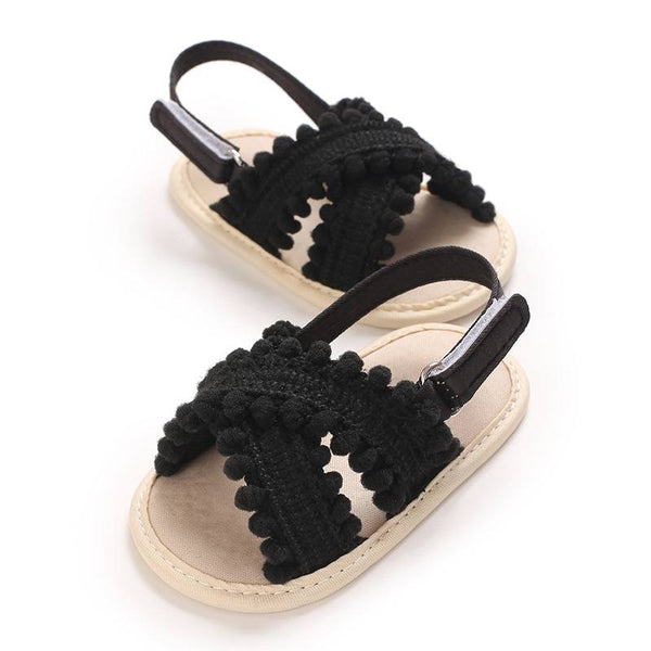 Midnight Pom-Pom Sandals