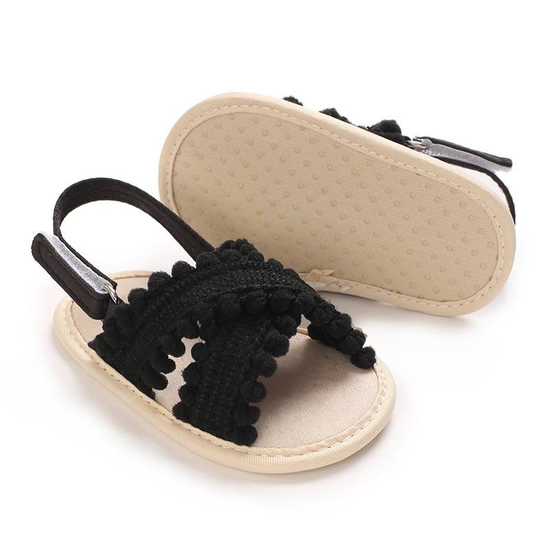 Midnight Pom-Pom Sandals