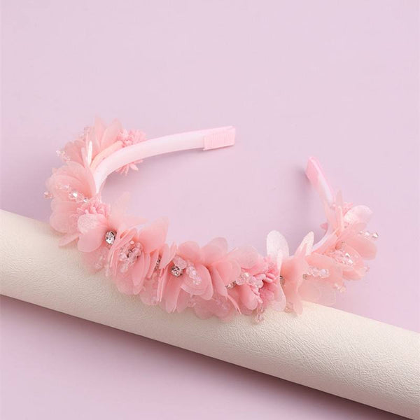 Pink Floral Head Band with Beads