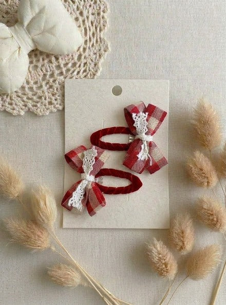 Ruby Lace Bow Snap clip