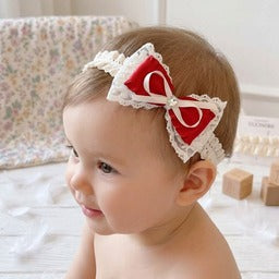 Crystal Heart Double Bow Headband