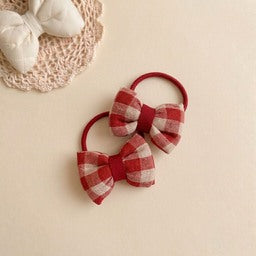 2pcs Sweetheart Checkered Hair Ties