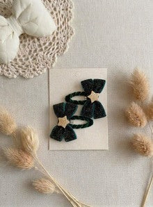 2pcs Forest Green Velvet Snaps