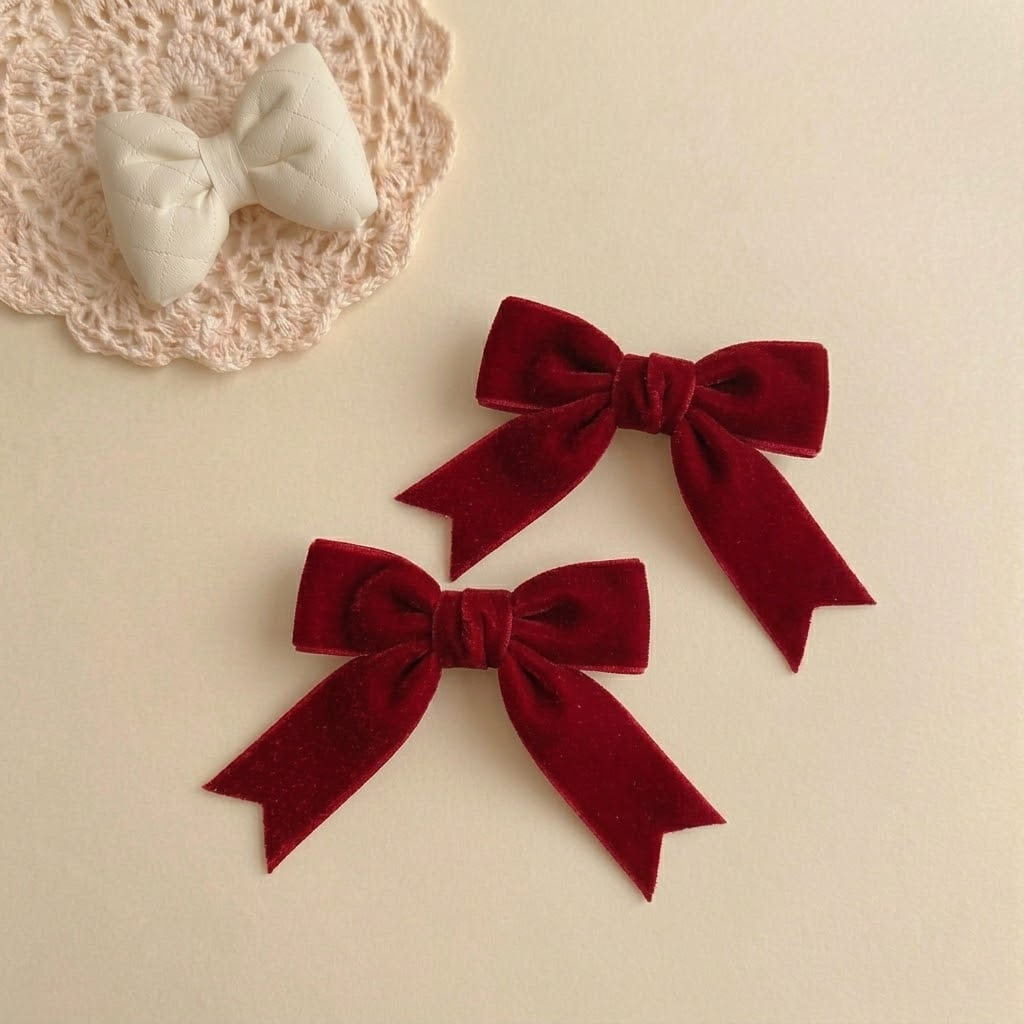 Classic Red Velvet Bow Clip