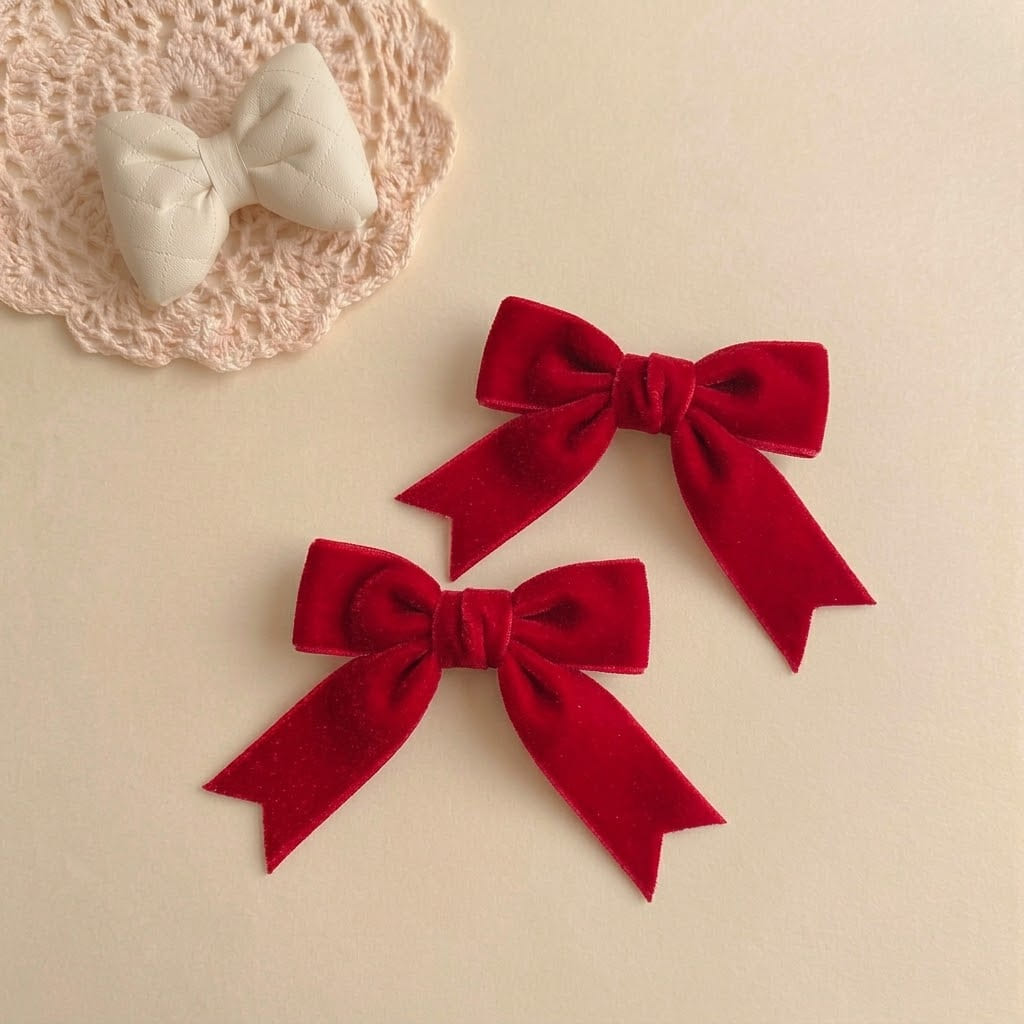 Classic Red Velvet Bow Clip