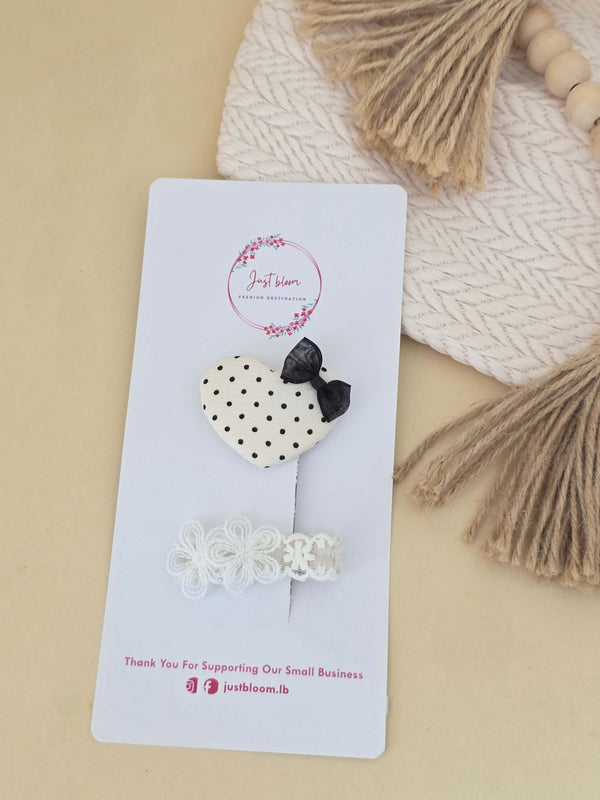 Heart Polka Dot Snap Clips