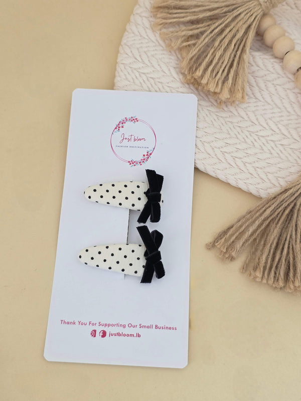 White & Black Polka Dot Snap Clip