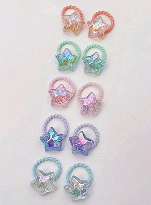 10 pcs Glittery Star Shaped Mini Hair Ties